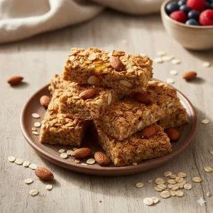 barritas de avena y almendra apiladas
