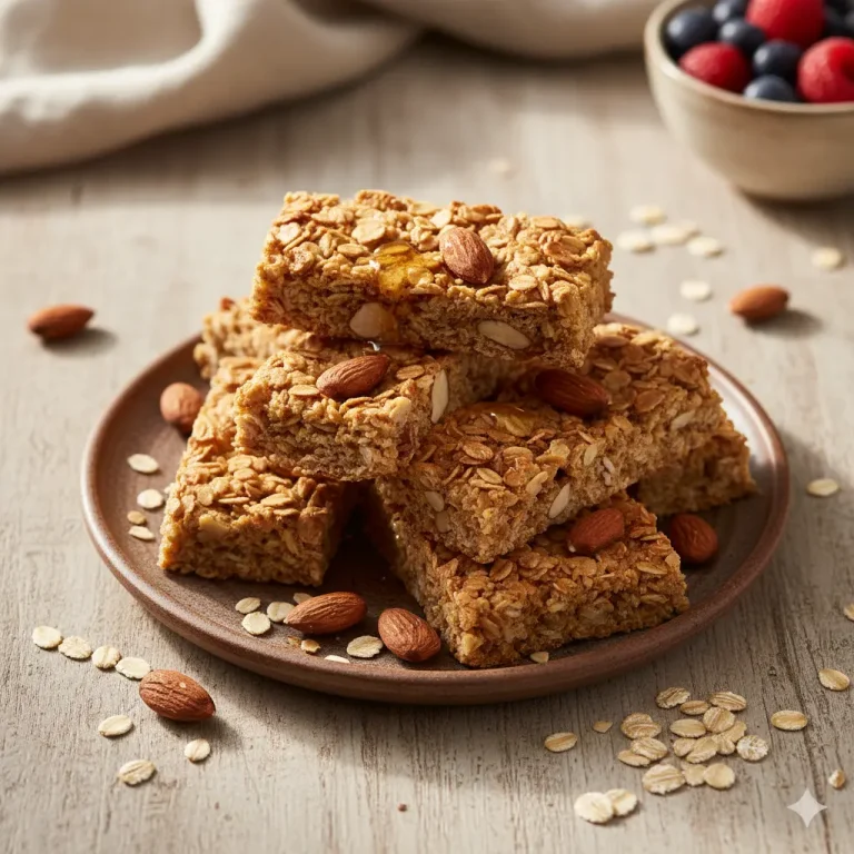 barritas de avena y almendra apiladas