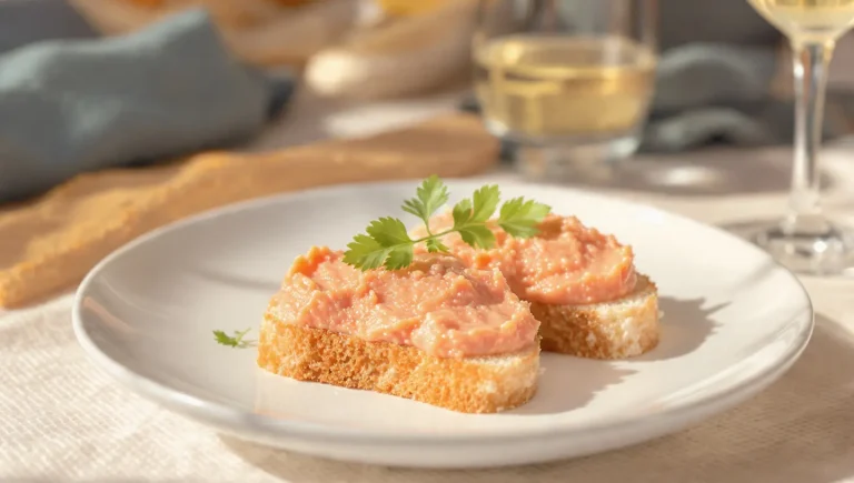 tostas con pastel de cabracho untado emplatadas