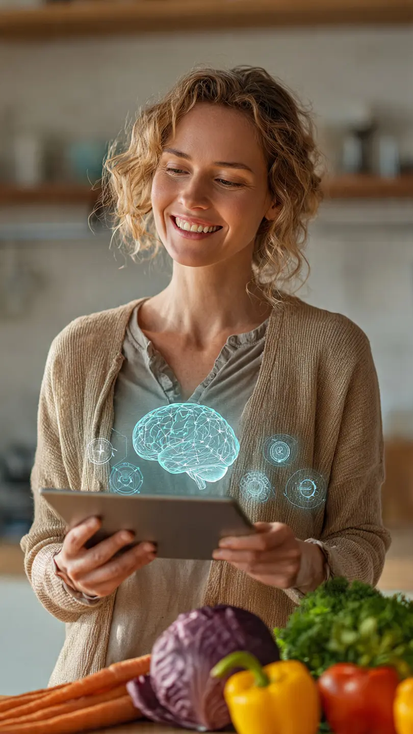 Mujer creando un menú semanal con IA
