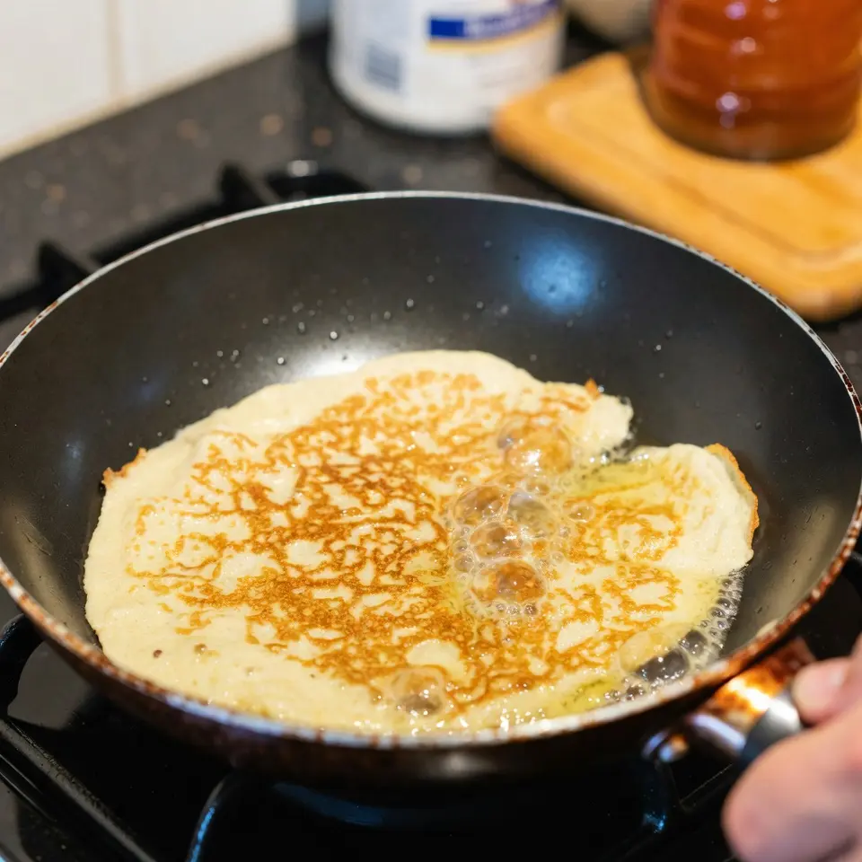 Frixuelo asturiano cocinándose en sartén con el truco de la servilleta del abuelo