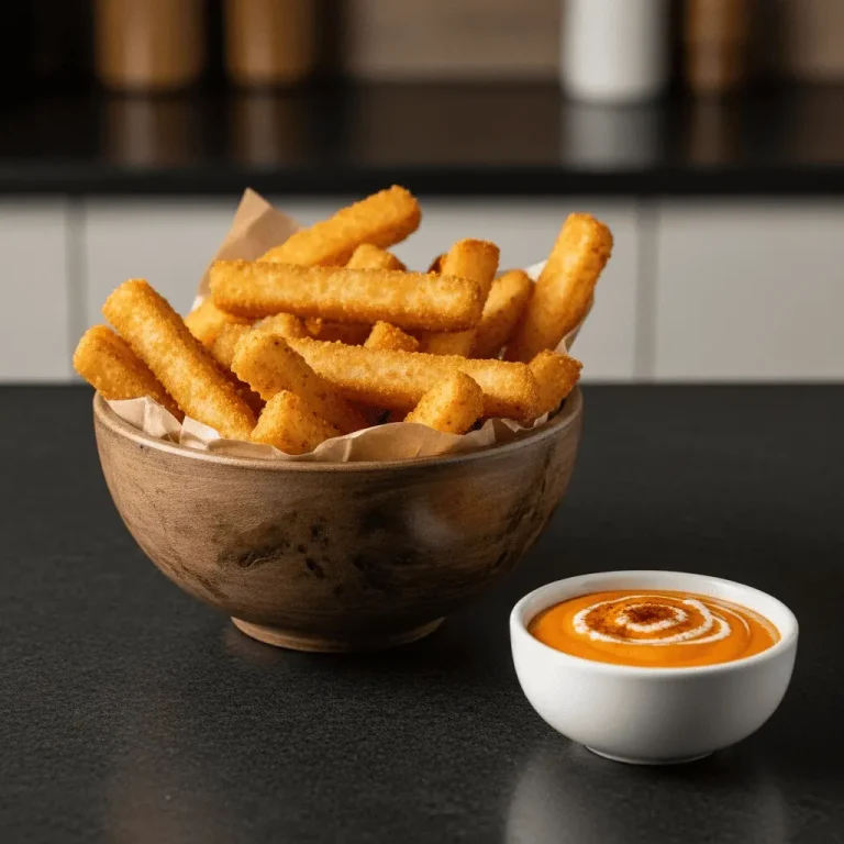 Patatas fritas crujientes y doradas en freidora de aire con romero