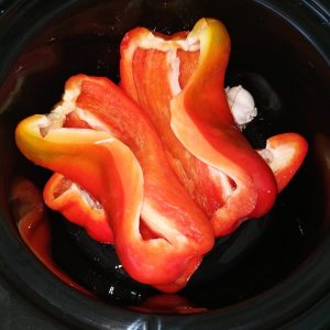 Pimientos rojos asados en Crock pot