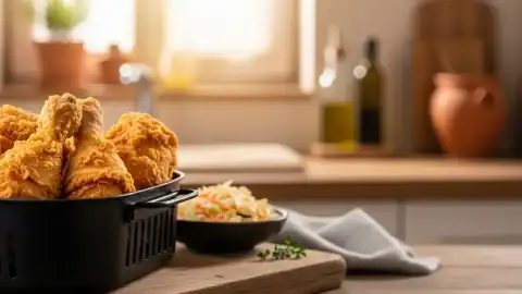Pollo Crujiente Estilo KFC en Air Fryer: Receta Sin Aceite (¡Queda Crocante!)