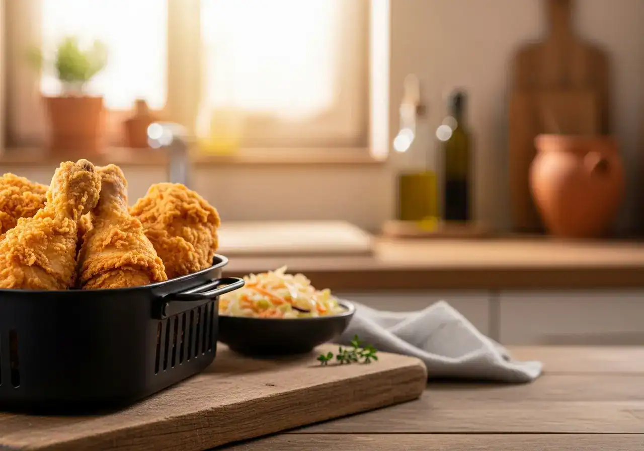 Pollo Crujiente Estilo KFC en Air Fryer: Receta Sin Aceite (¡Queda Crocante!)