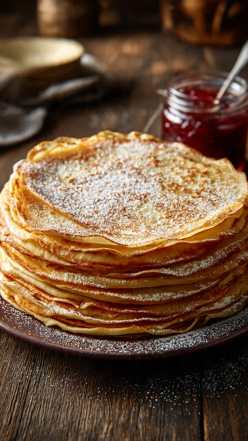 Frixuelos asturianos del abuelo apilados con azúcar glas y mermelada casera Crock-Pot